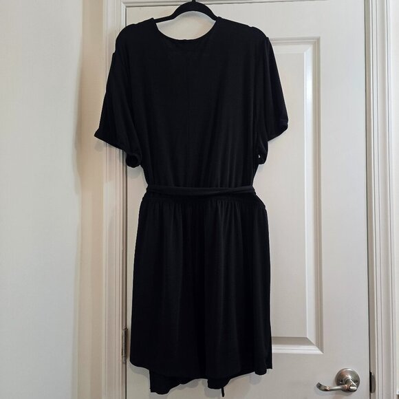 Lane Bryant Black Shorts Romper with Faux Wrap Detail and Belt - Picture 2 of 12
